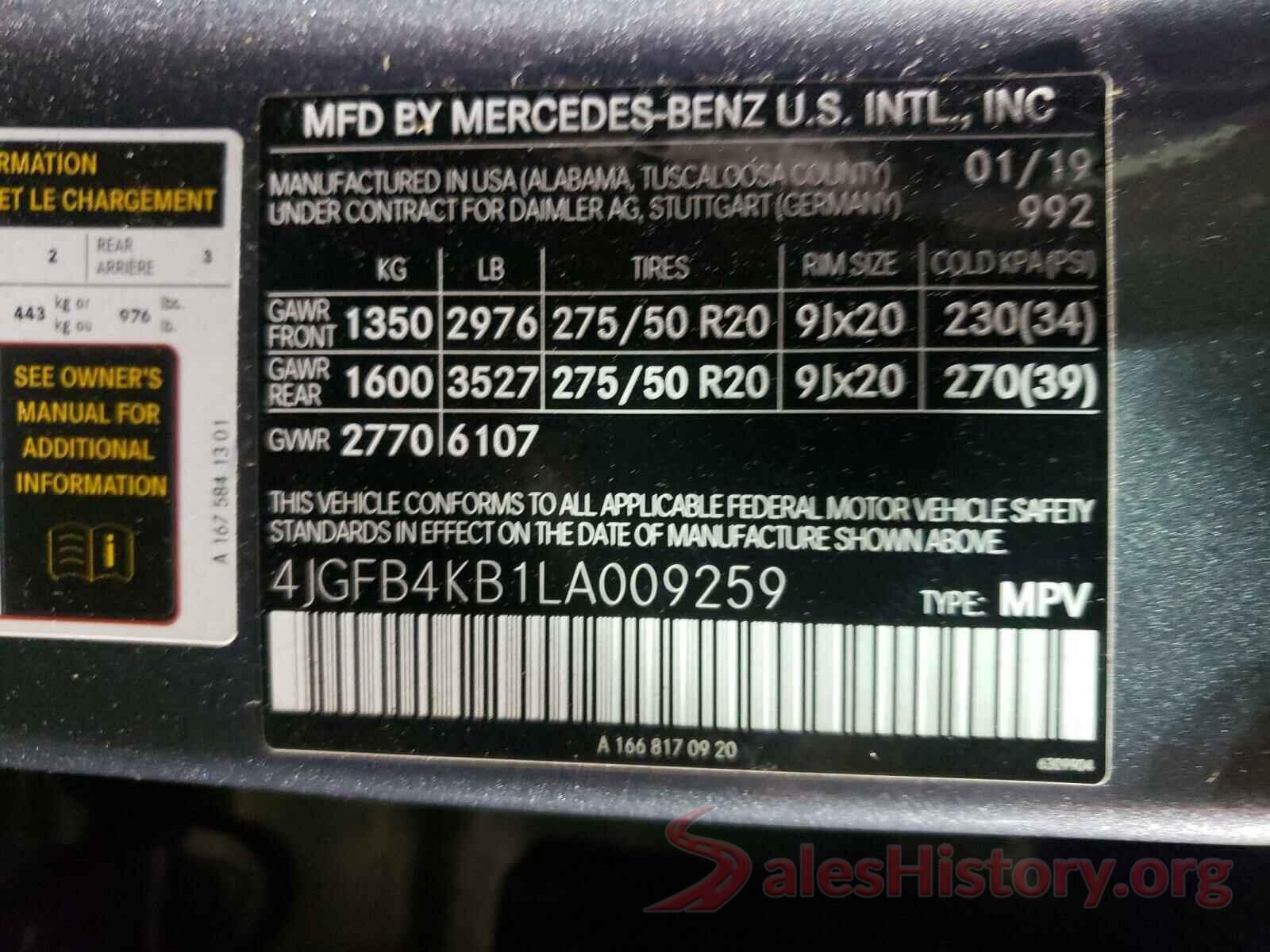 4JGFB4KB1LA009259 2020 MERCEDES-BENZ GLE-CLASS