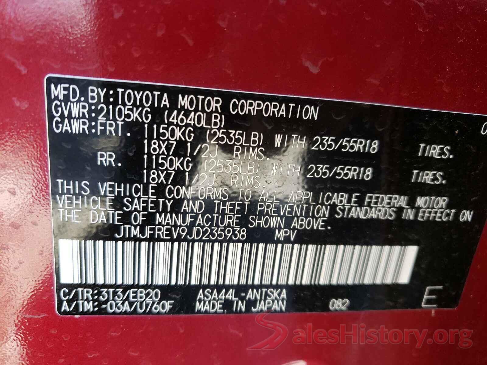 JTMJFREV9JD235938 2018 TOYOTA RAV4