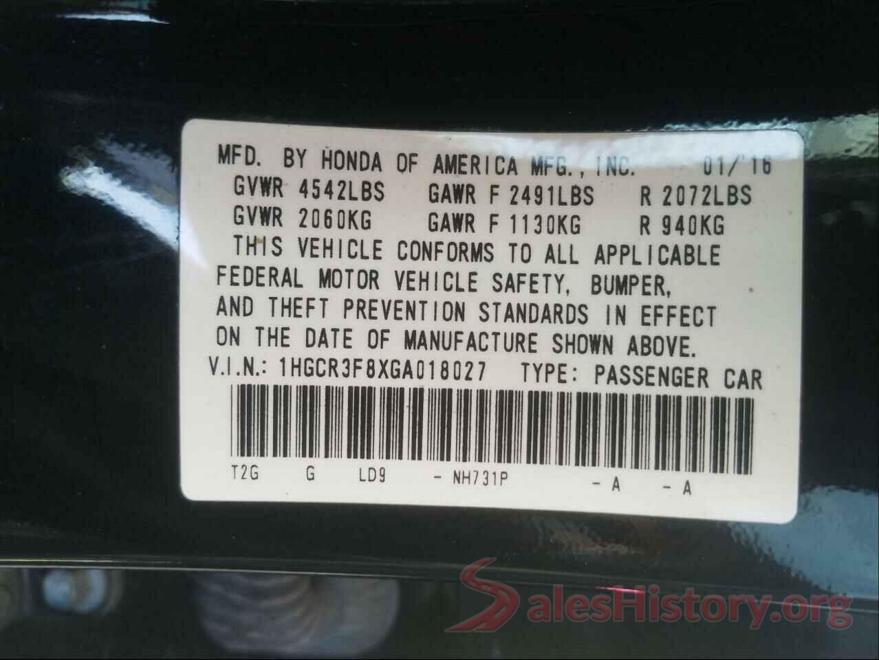 1HGCR3F8XGA018027 2016 HONDA ACCORD