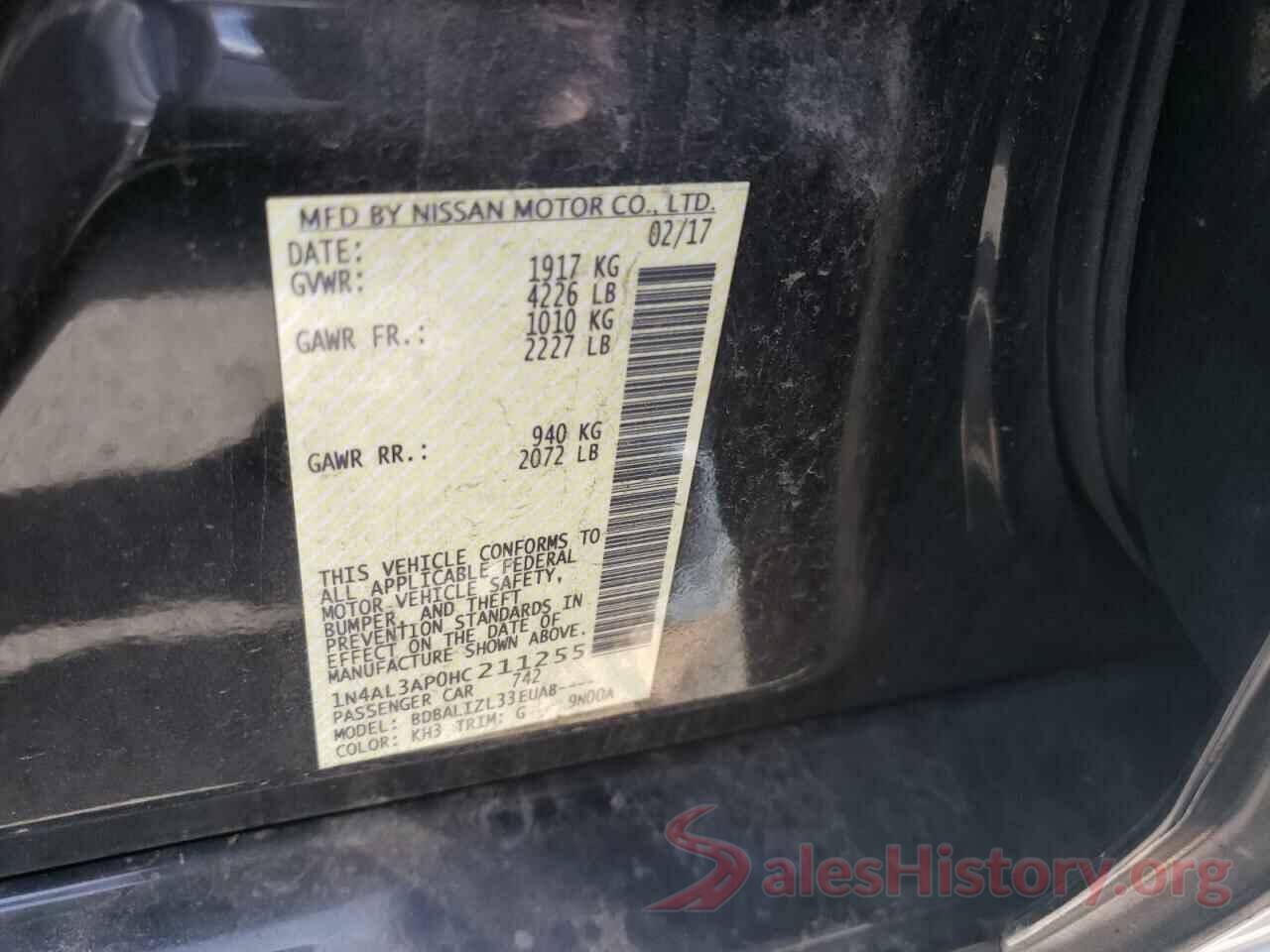 1N4AL3AP0HC211255 2017 NISSAN ALTIMA