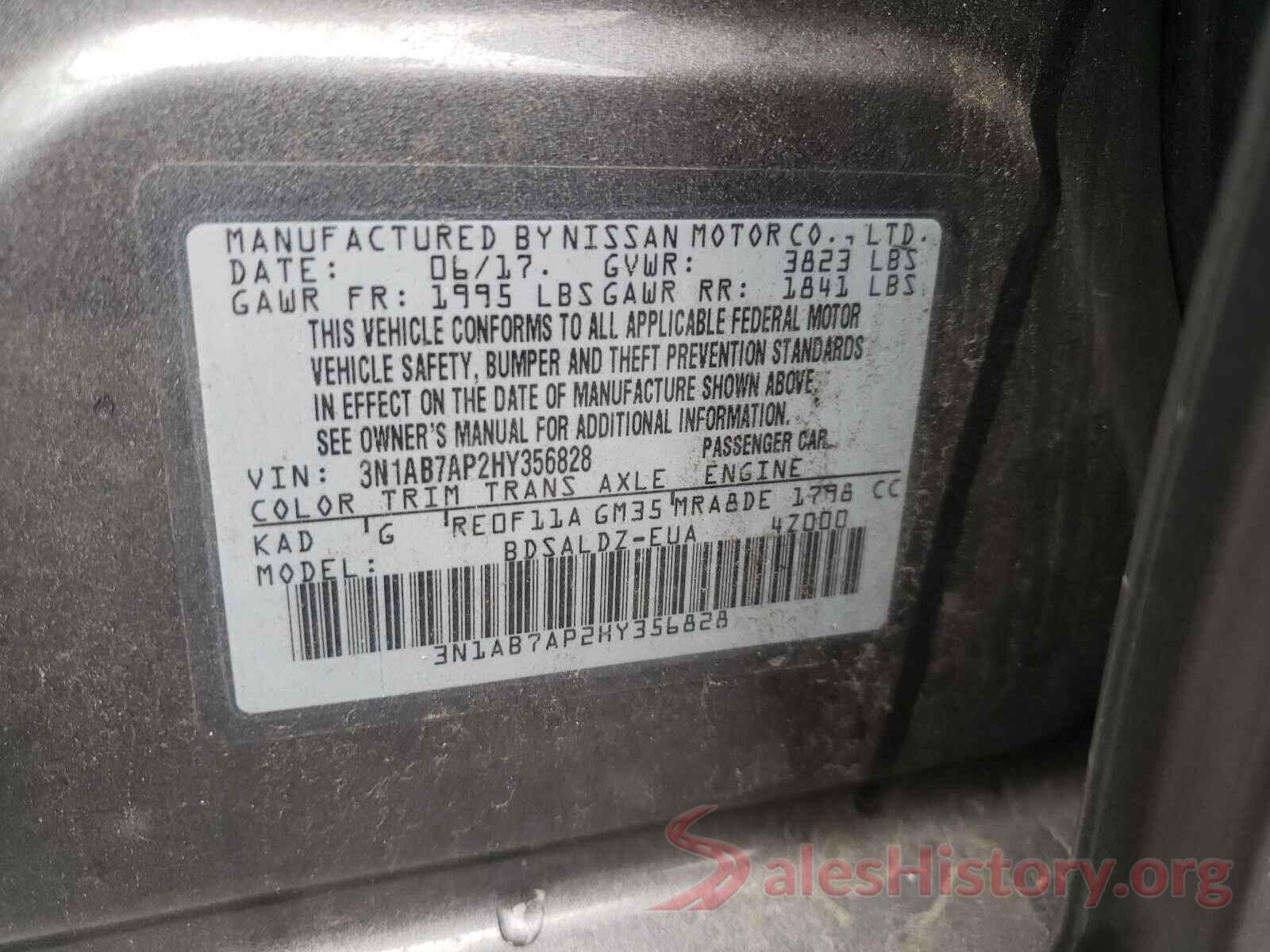 3N1AB7AP2HY356828 2017 NISSAN SENTRA