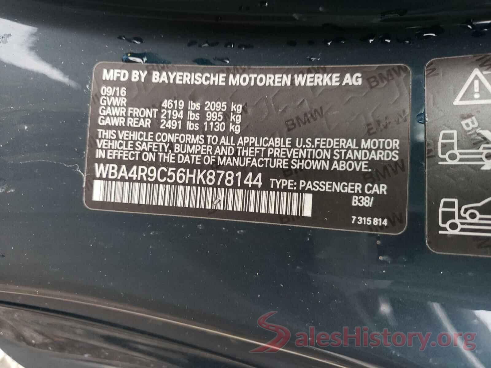 WBA4R9C56HK878144 2017 BMW 4 SERIES