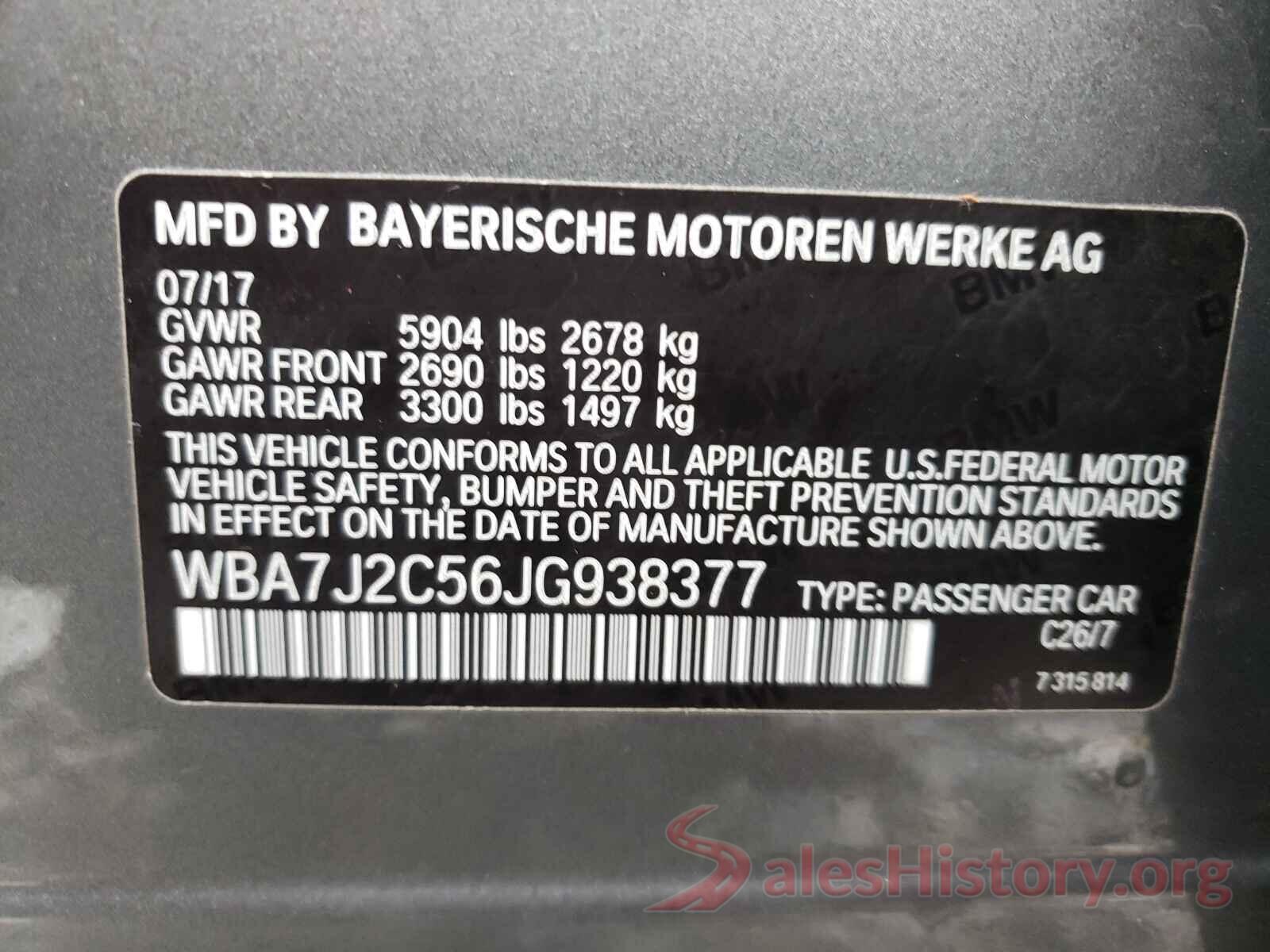 WBA7J2C56JG938377 2018 BMW 7 SERIES