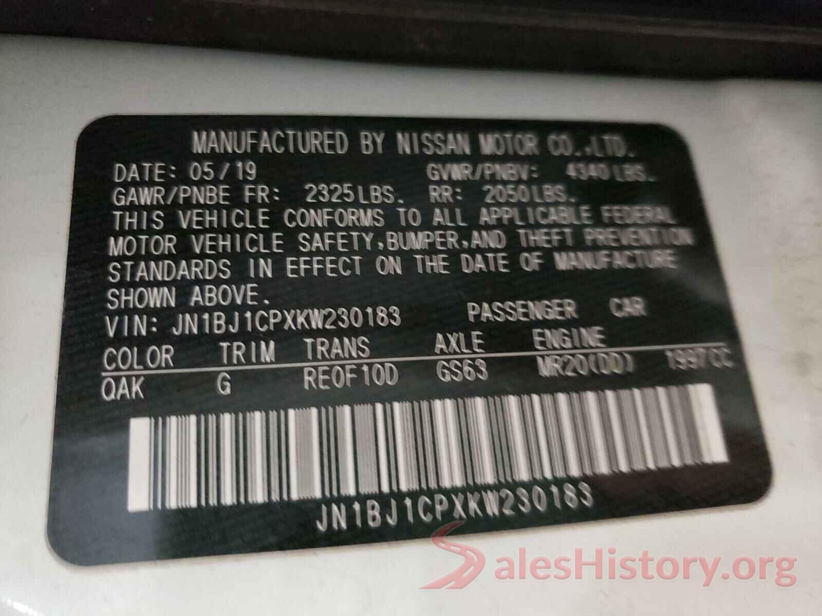 JN1BJ1CPXKW230183 2019 NISSAN ROGUE