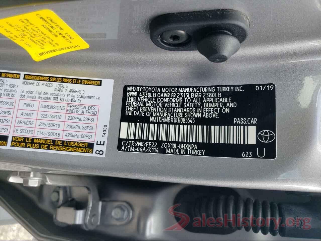 NMTKHMBX1KR085545 2019 TOYOTA C-HR