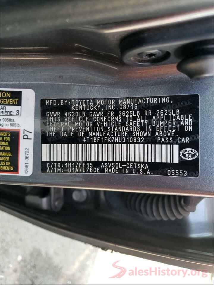 4T1BF1FK7HU310832 2017 TOYOTA CAMRY