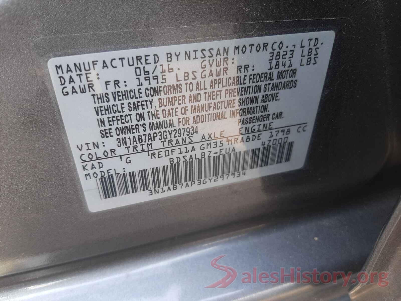 3N1AB7AP3GY297934 2016 NISSAN SENTRA