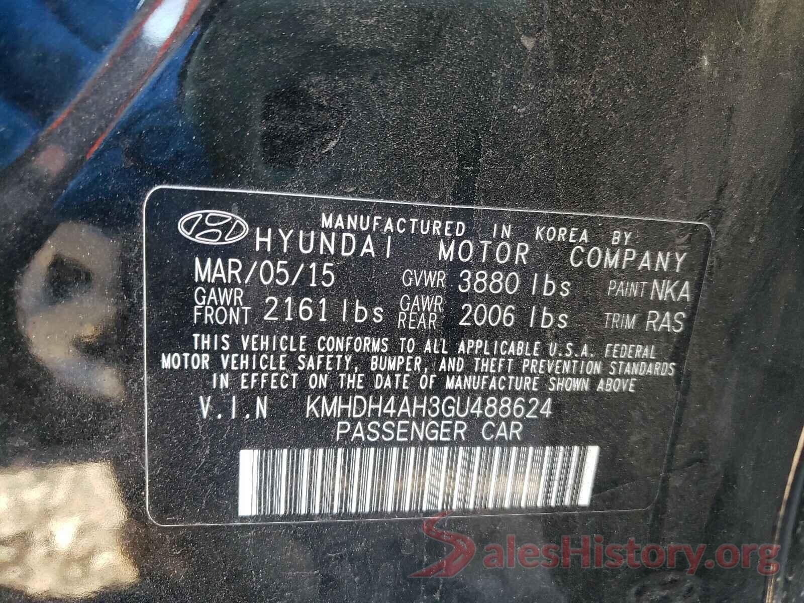 KMHDH4AH3GU488624 2016 HYUNDAI ELANTRA