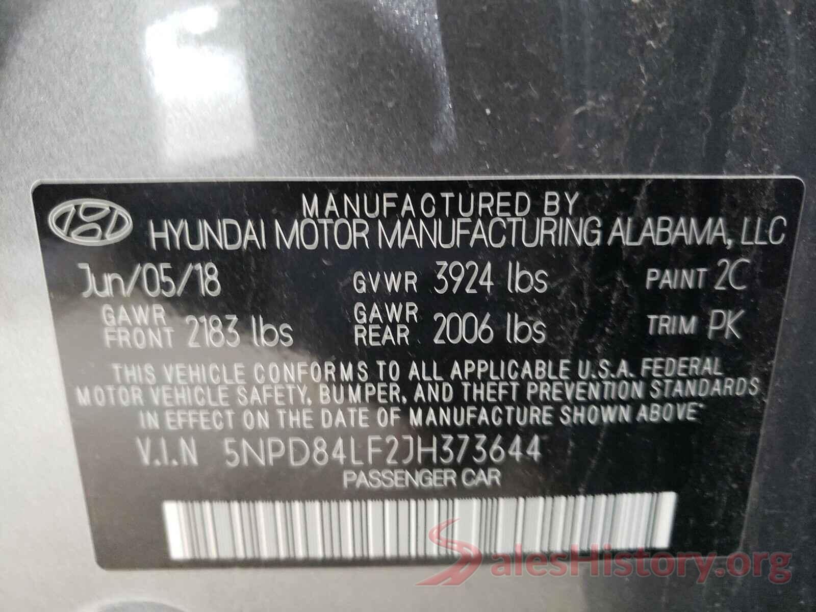 5NPD84LF2JH373644 2018 HYUNDAI ELANTRA