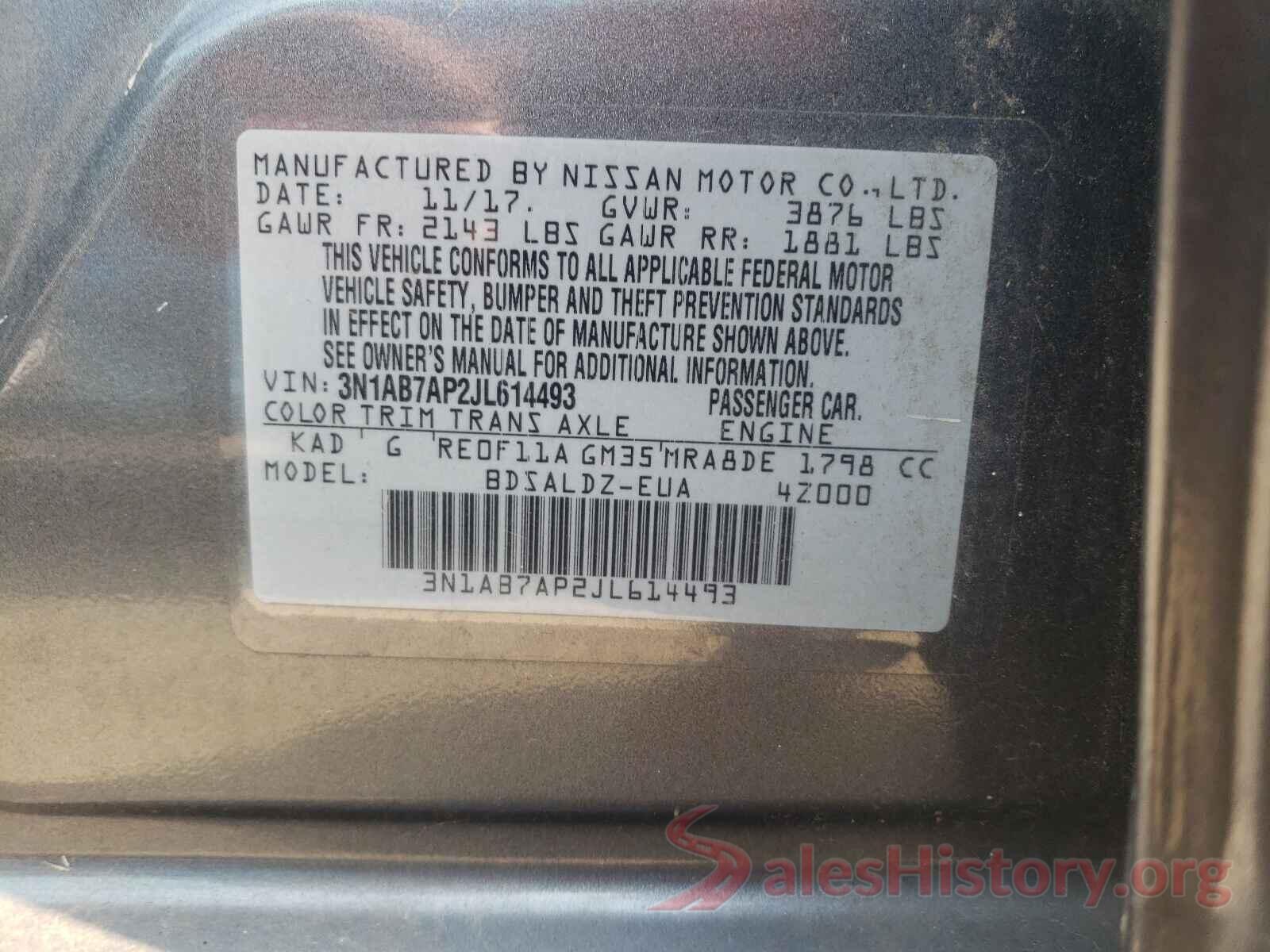 3N1AB7AP2JL614493 2018 NISSAN SENTRA