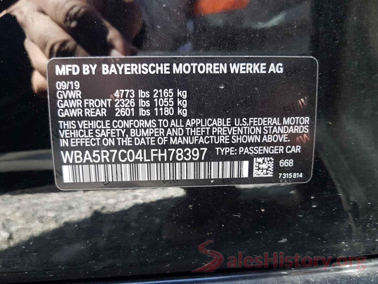 WBA5R7C04LFH78397 2020 BMW 3 SERIES