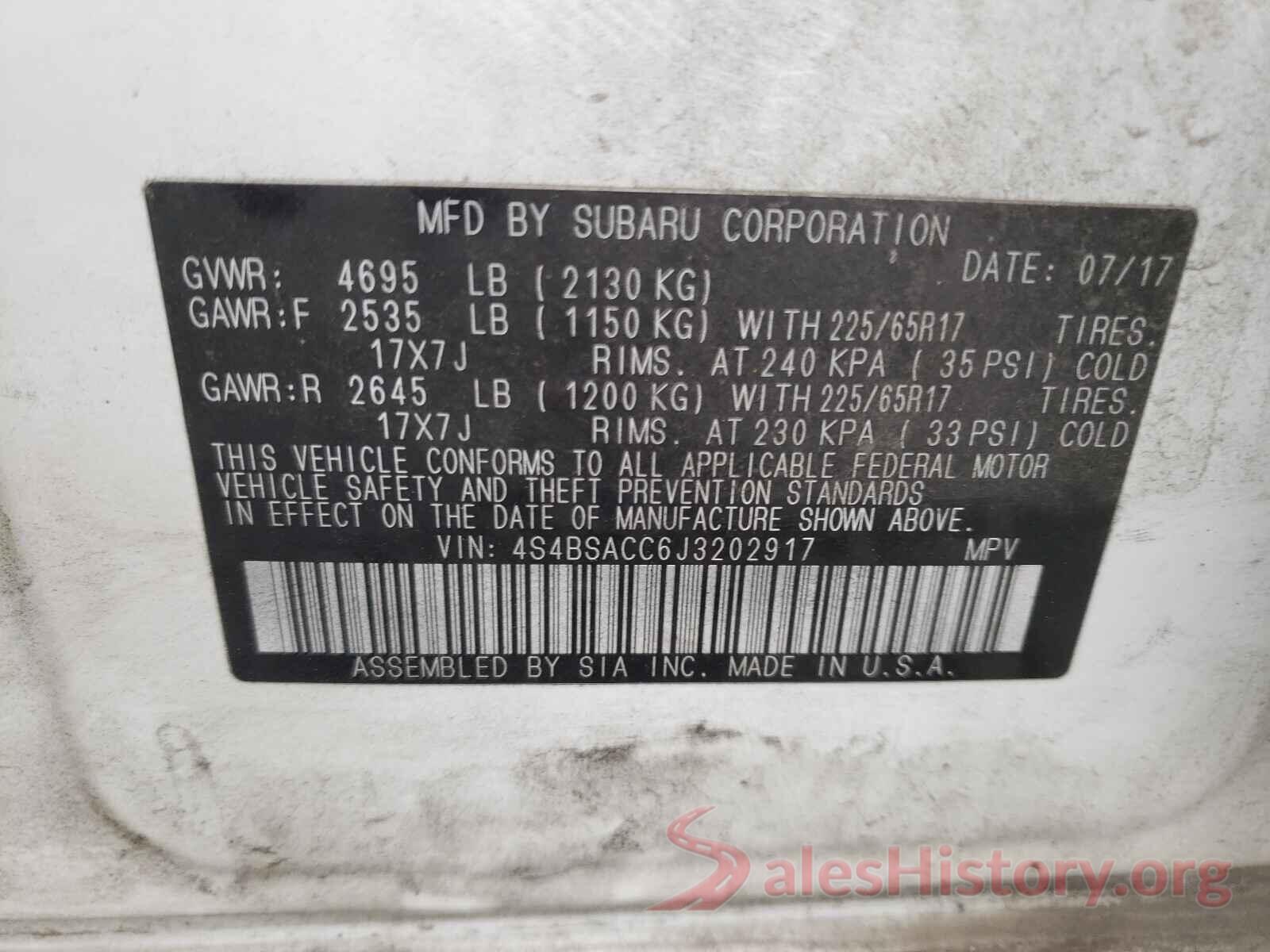 4S4BSACC6J3202917 2018 SUBARU OUTBACK