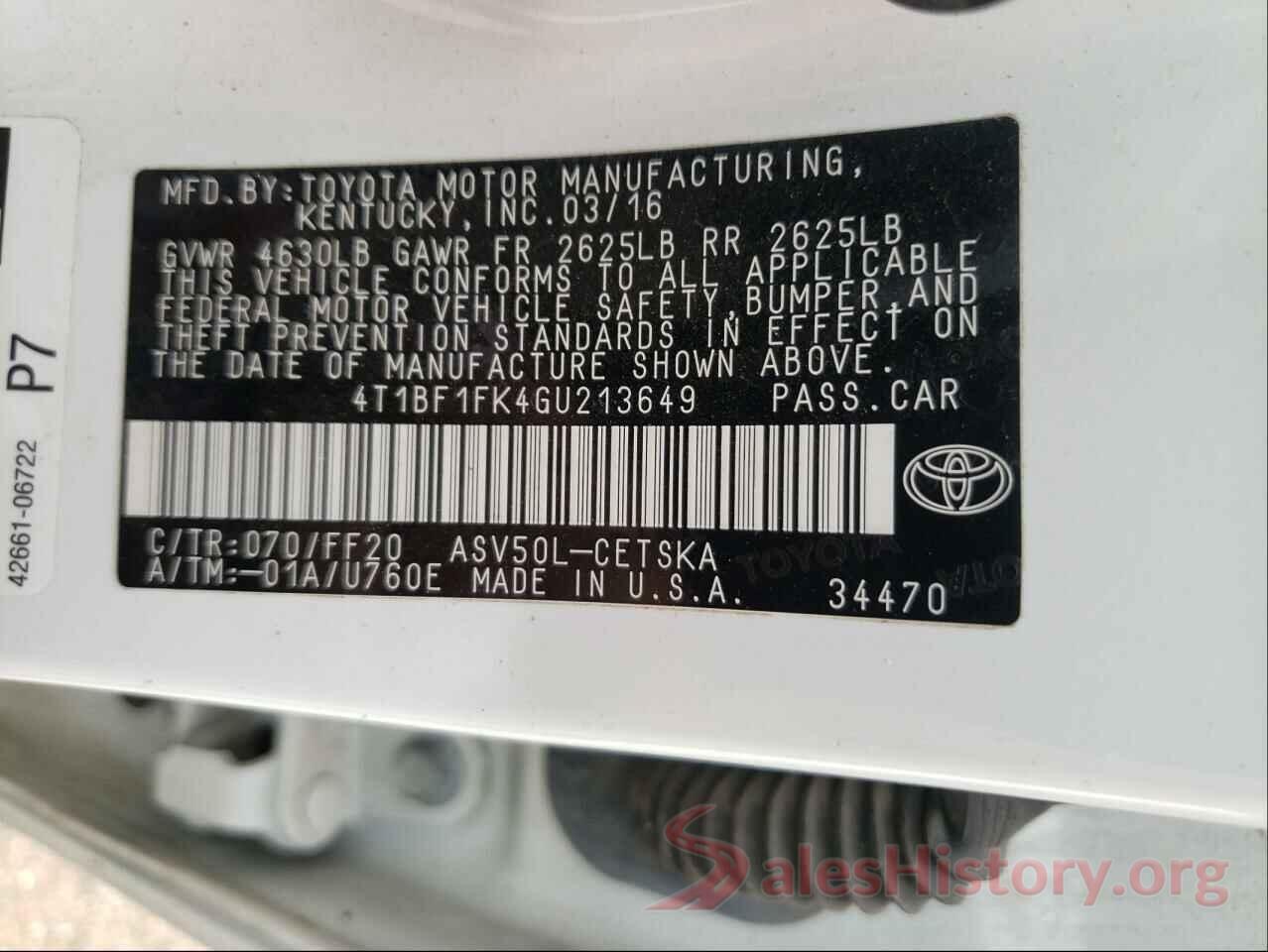 4T1BF1FK4GU213649 2016 TOYOTA CAMRY