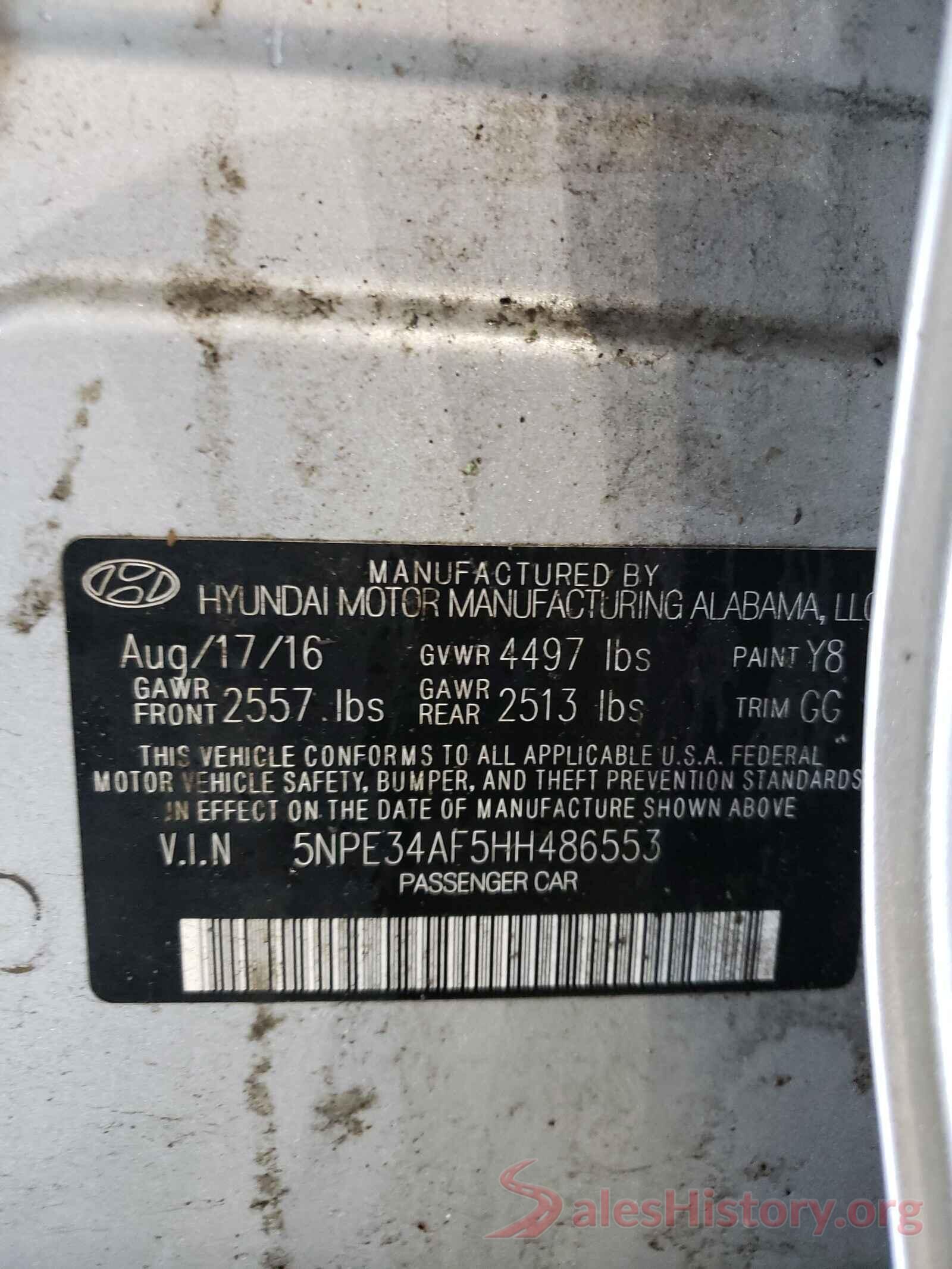 5NPE34AF5HH486553 2017 HYUNDAI SONATA