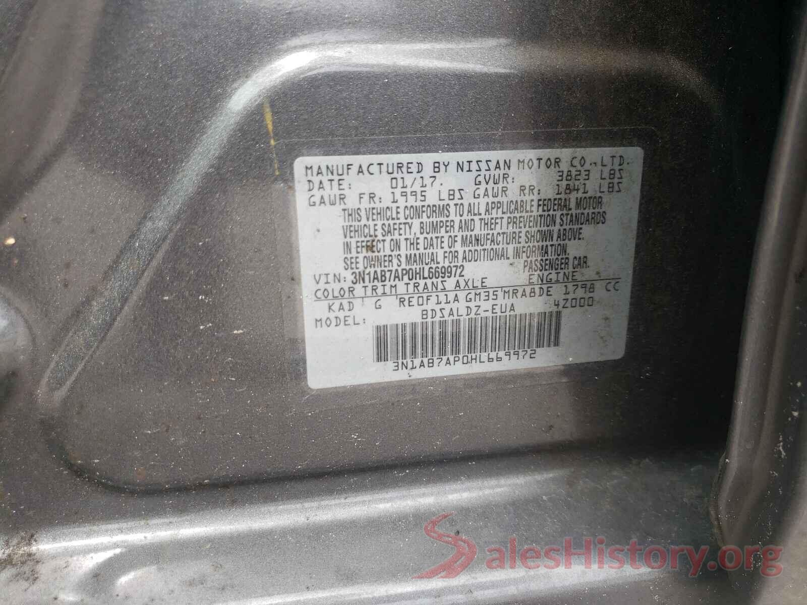 3N1AB7AP0HL669972 2017 NISSAN SENTRA