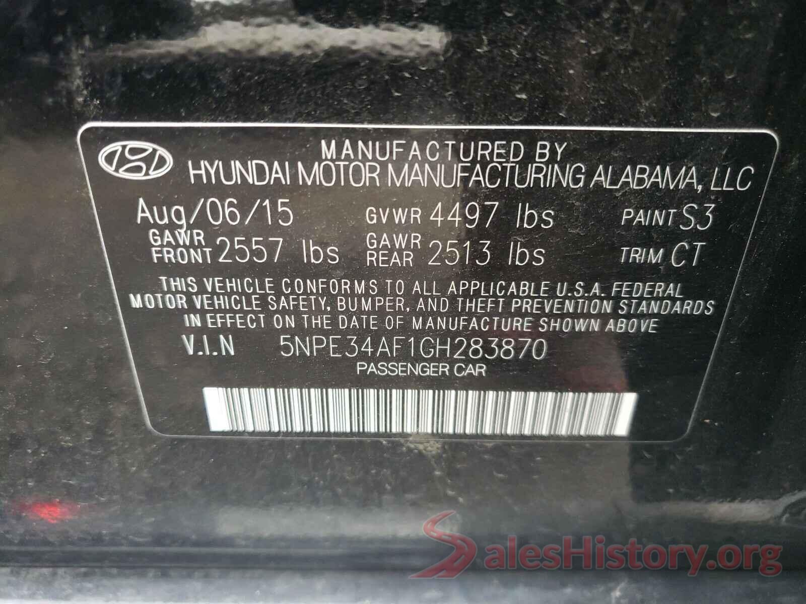 5NPE34AF1GH283870 2016 HYUNDAI SONATA