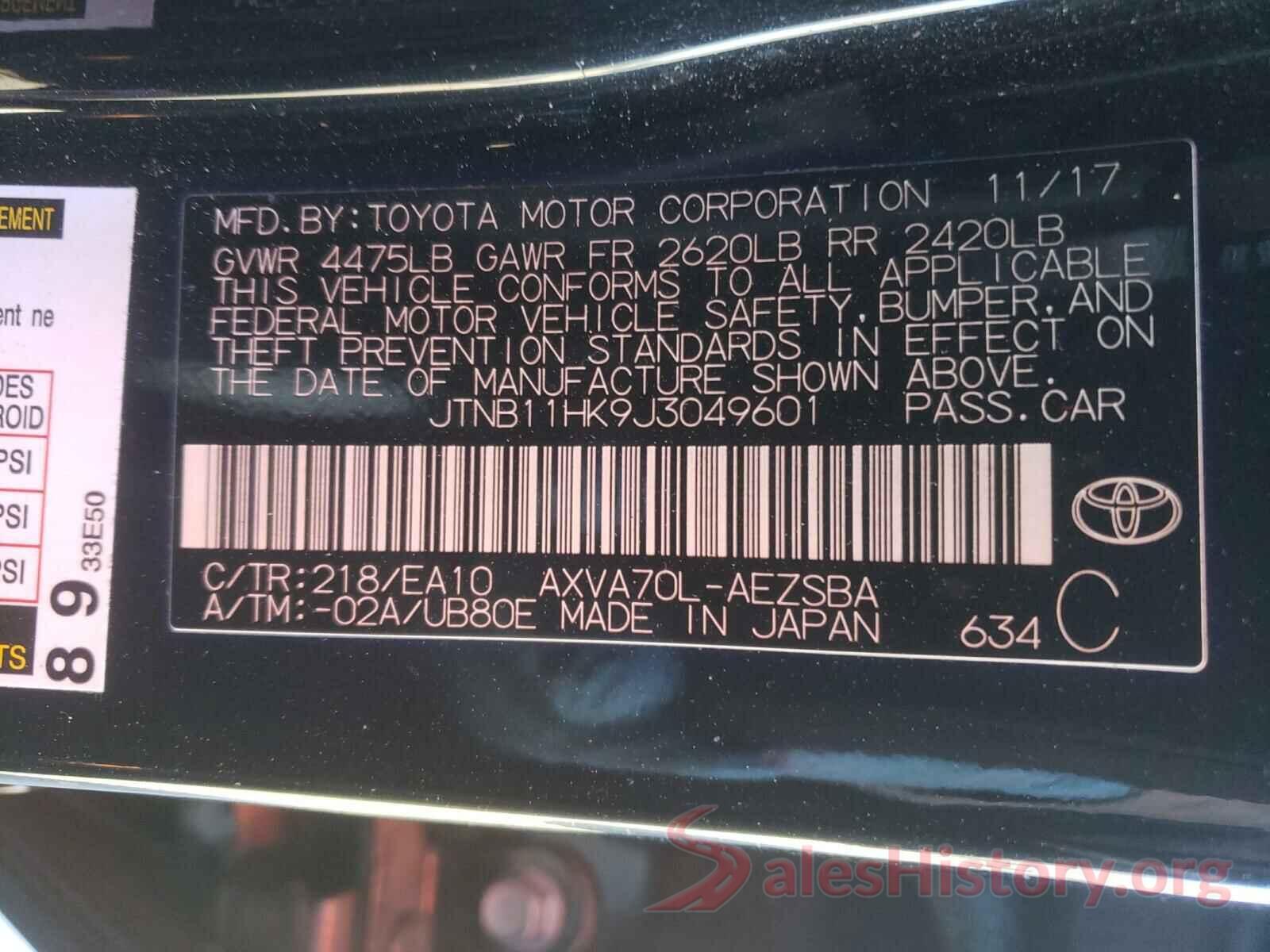 JTNB11HK9J3049601 2018 TOYOTA CAMRY