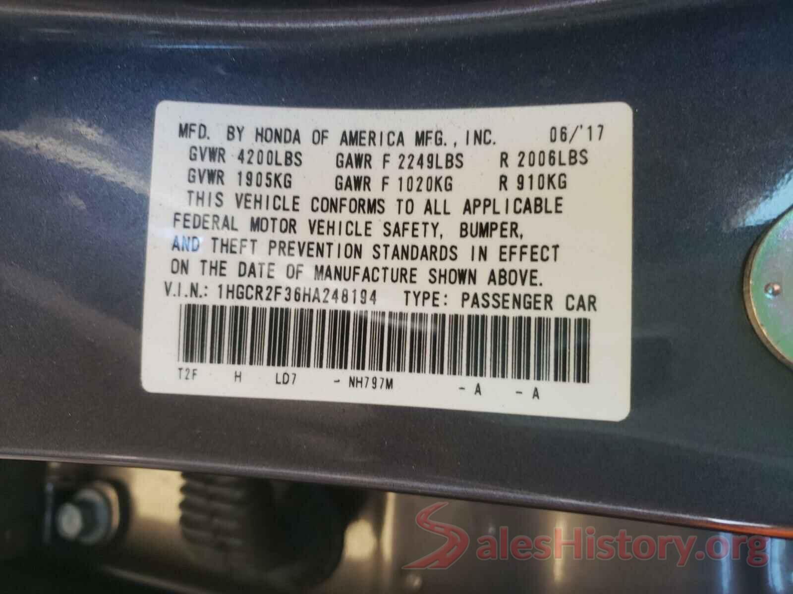 1HGCR2F36HA248194 2017 HONDA ACCORD