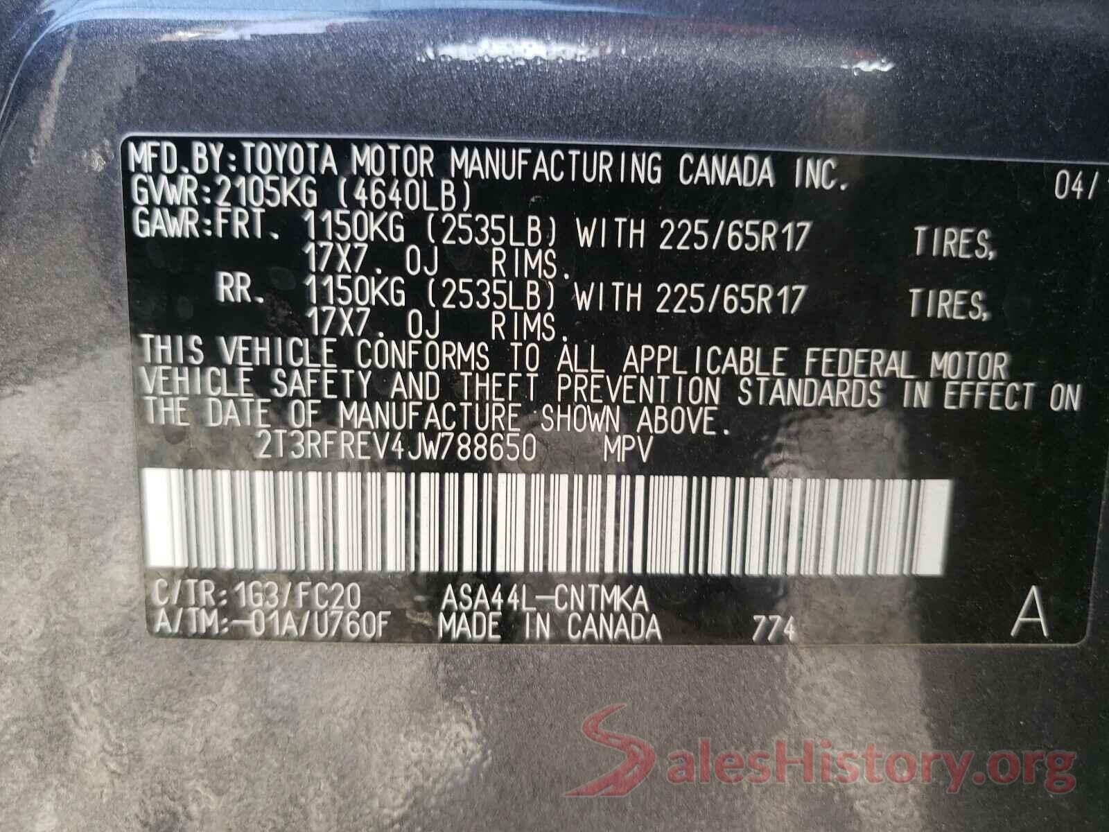 2T3RFREV4JW788650 2018 TOYOTA RAV4