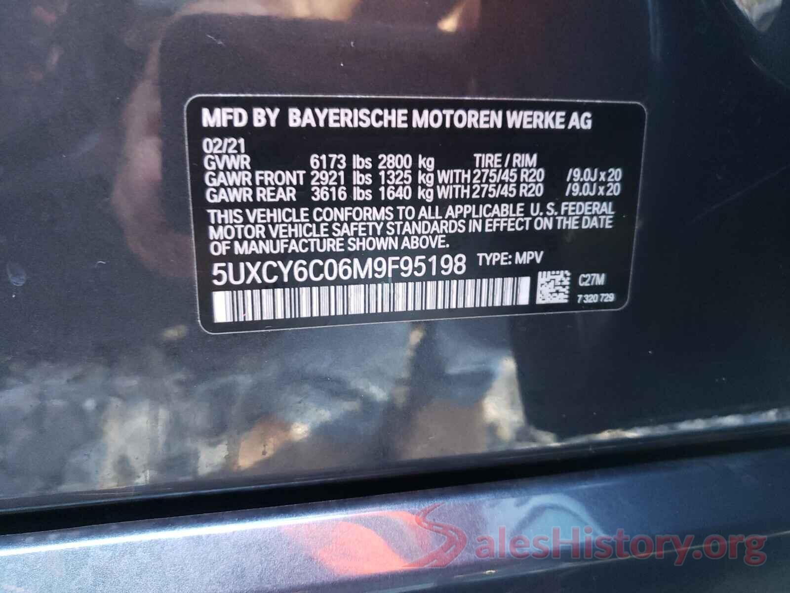 5UXCY6C06M9F95198 2021 BMW X6