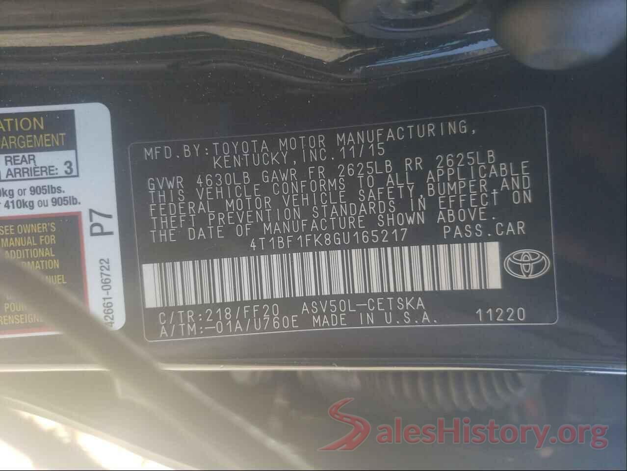 4T1BF1FK8GU165217 2016 TOYOTA CAMRY