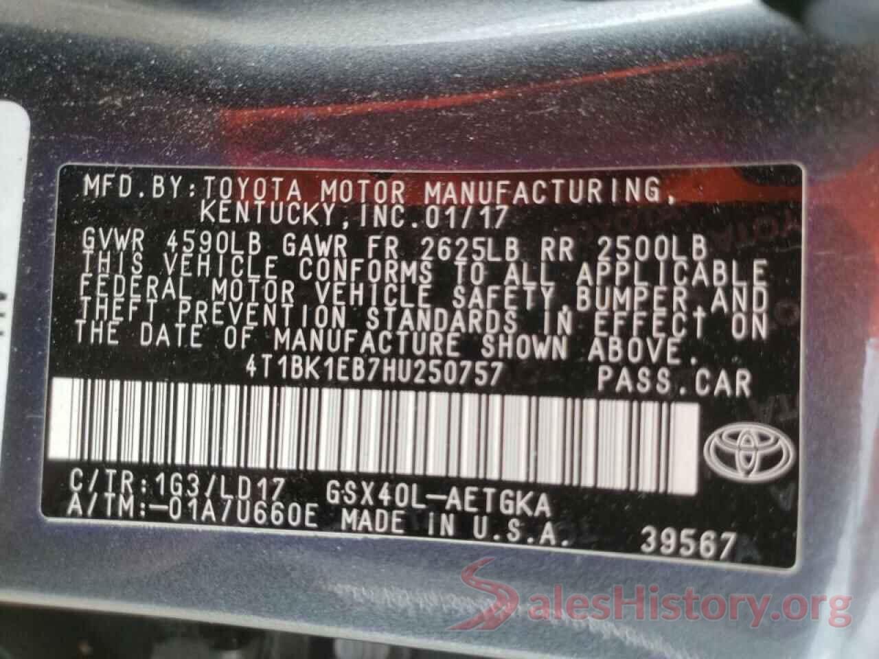 4T1BK1EB7HU250757 2017 TOYOTA AVALON