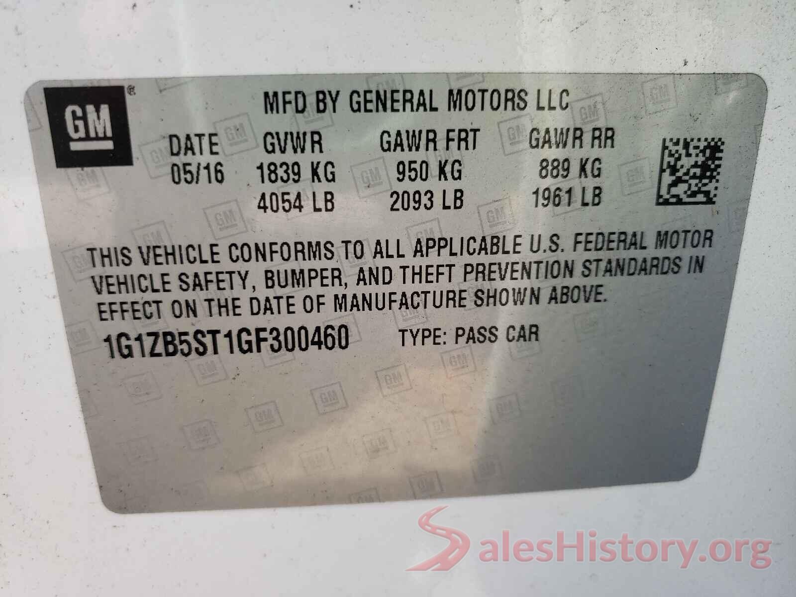 1G1ZB5ST1GF300460 2016 CHEVROLET MALIBU