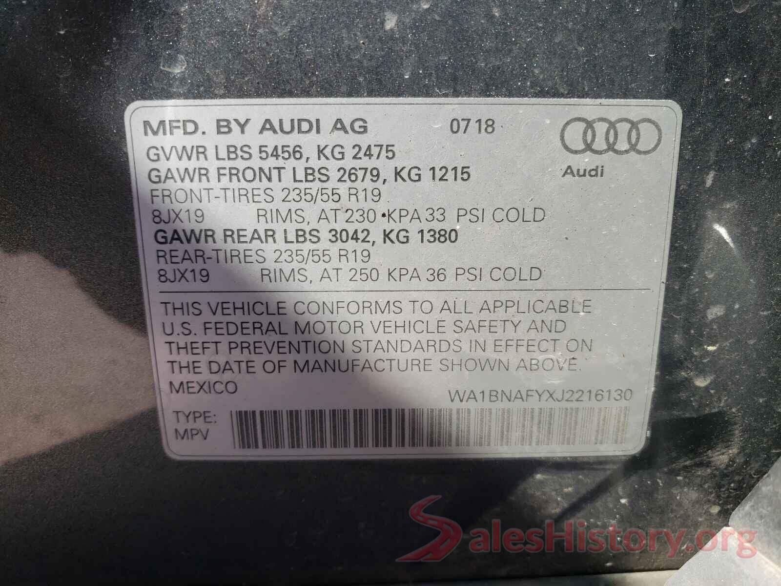 WA1BNAFYXJ2216130 2018 AUDI Q5