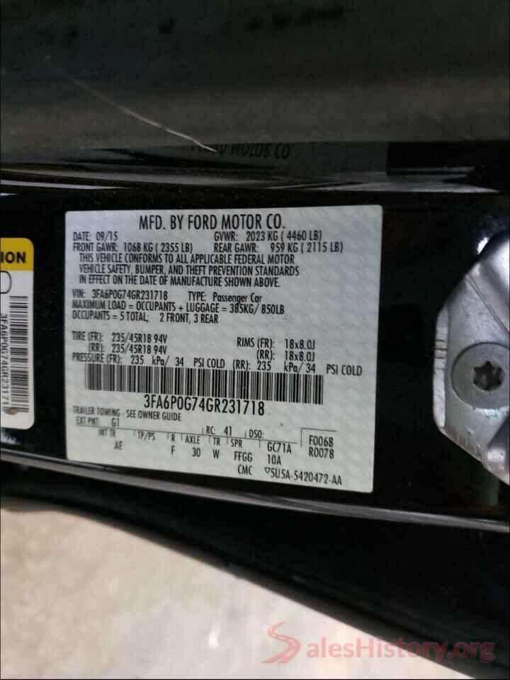 3FA6P0G74GR231718 2016 FORD FUSION