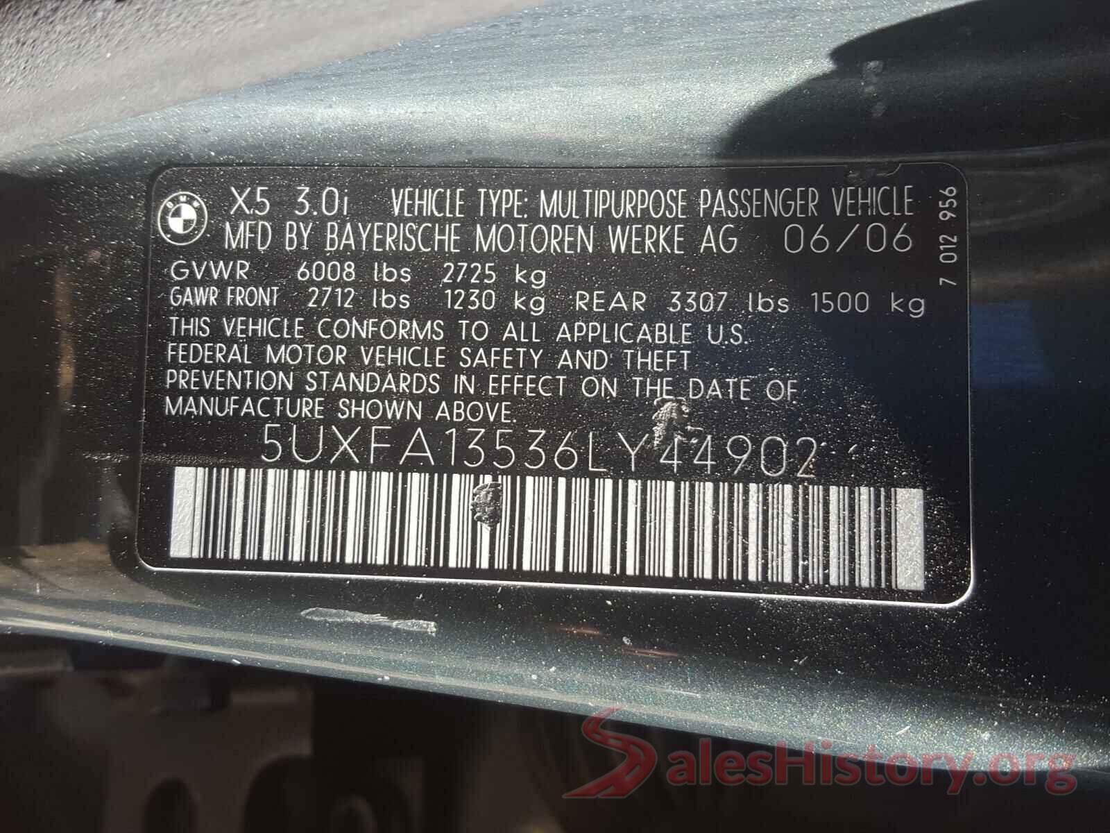 5UXFA13536LY44902 2006 BMW X5