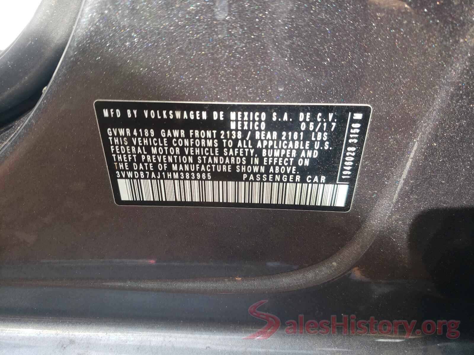 3VWDB7AJ1HM383965 2017 VOLKSWAGEN JETTA