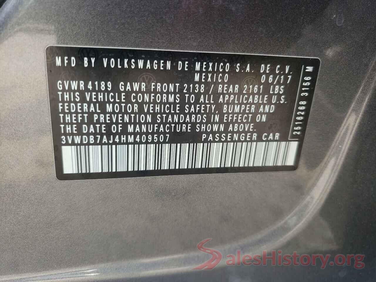 3VWDB7AJ4HM409507 2017 VOLKSWAGEN JETTA