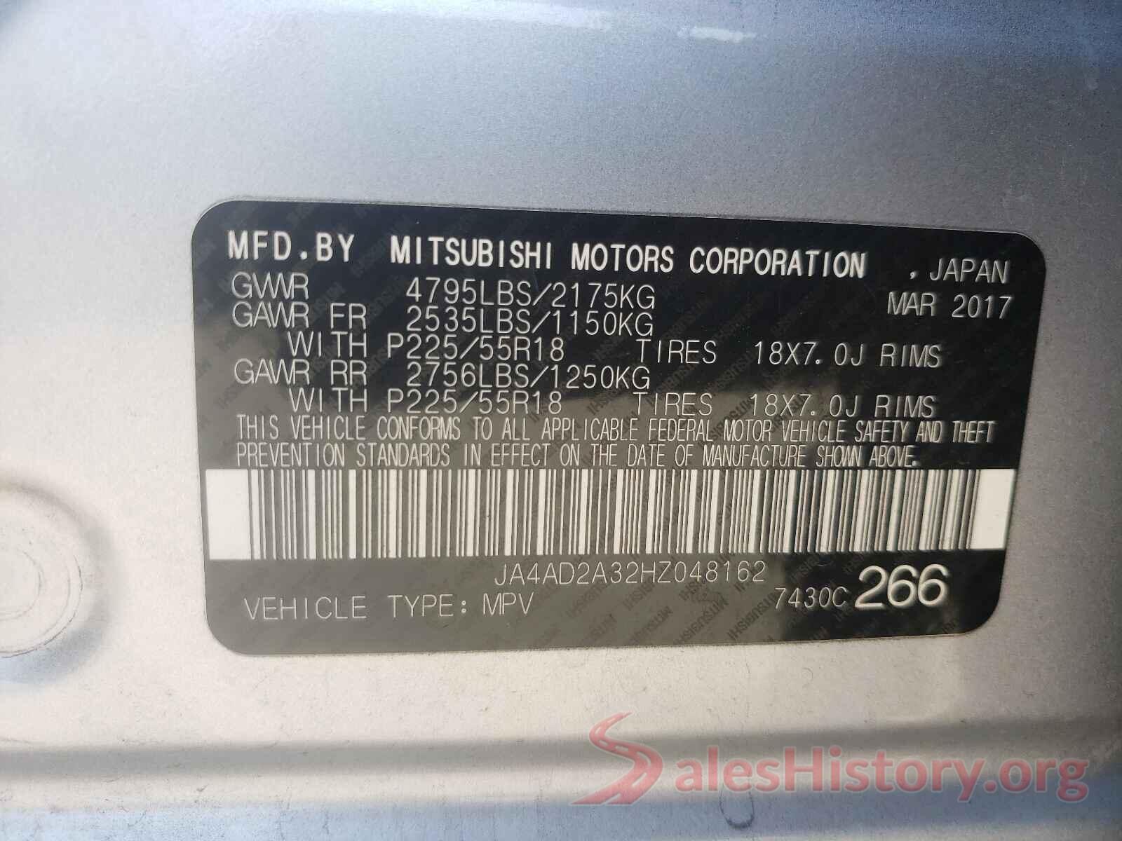 JA4AD2A32HZ048162 2017 MITSUBISHI OUTLANDER