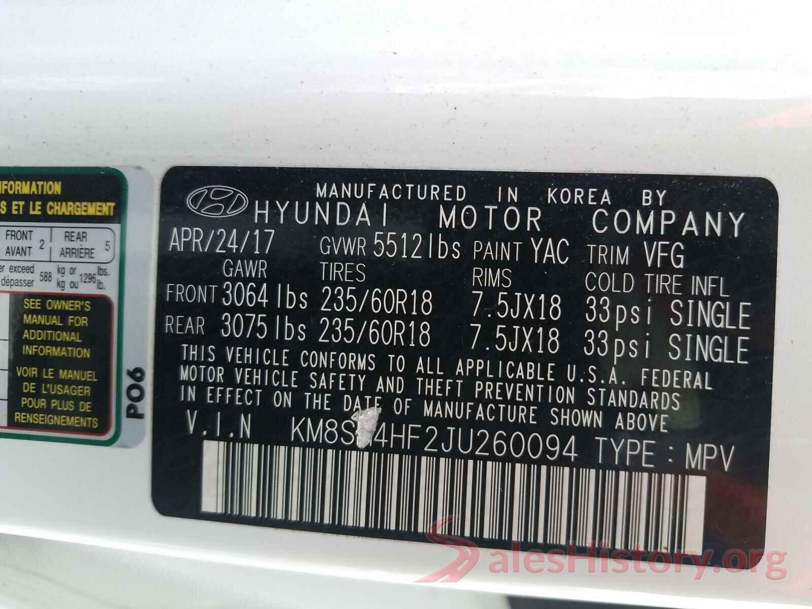 KM8SM4HF2JU260094 2018 HYUNDAI SANTA FE