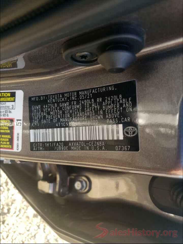 4T1C11AK0MU468000 2021 TOYOTA CAMRY