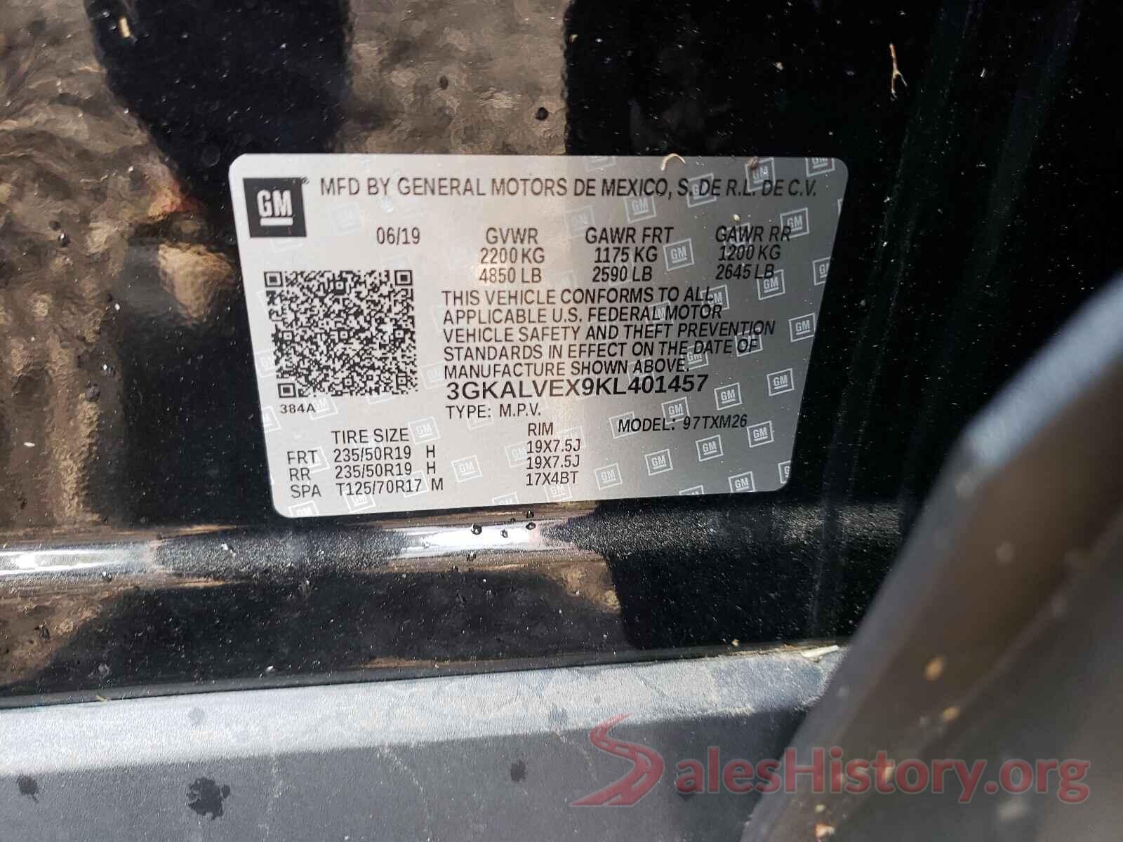 3GKALVEX9KL401457 2019 GMC TERRAIN