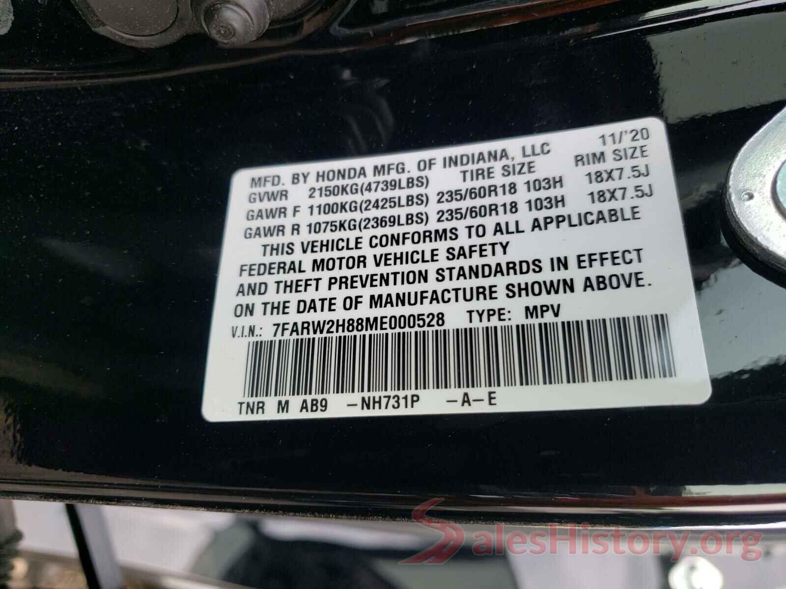 7FARW2H88ME000528 2021 HONDA CRV