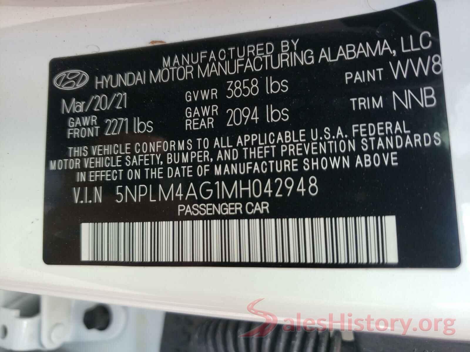 5NPLM4AG1MH042948 2021 HYUNDAI ELANTRA