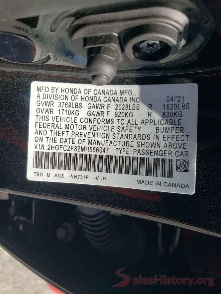 2HGFC2F82MH556047 2021 HONDA CIVIC