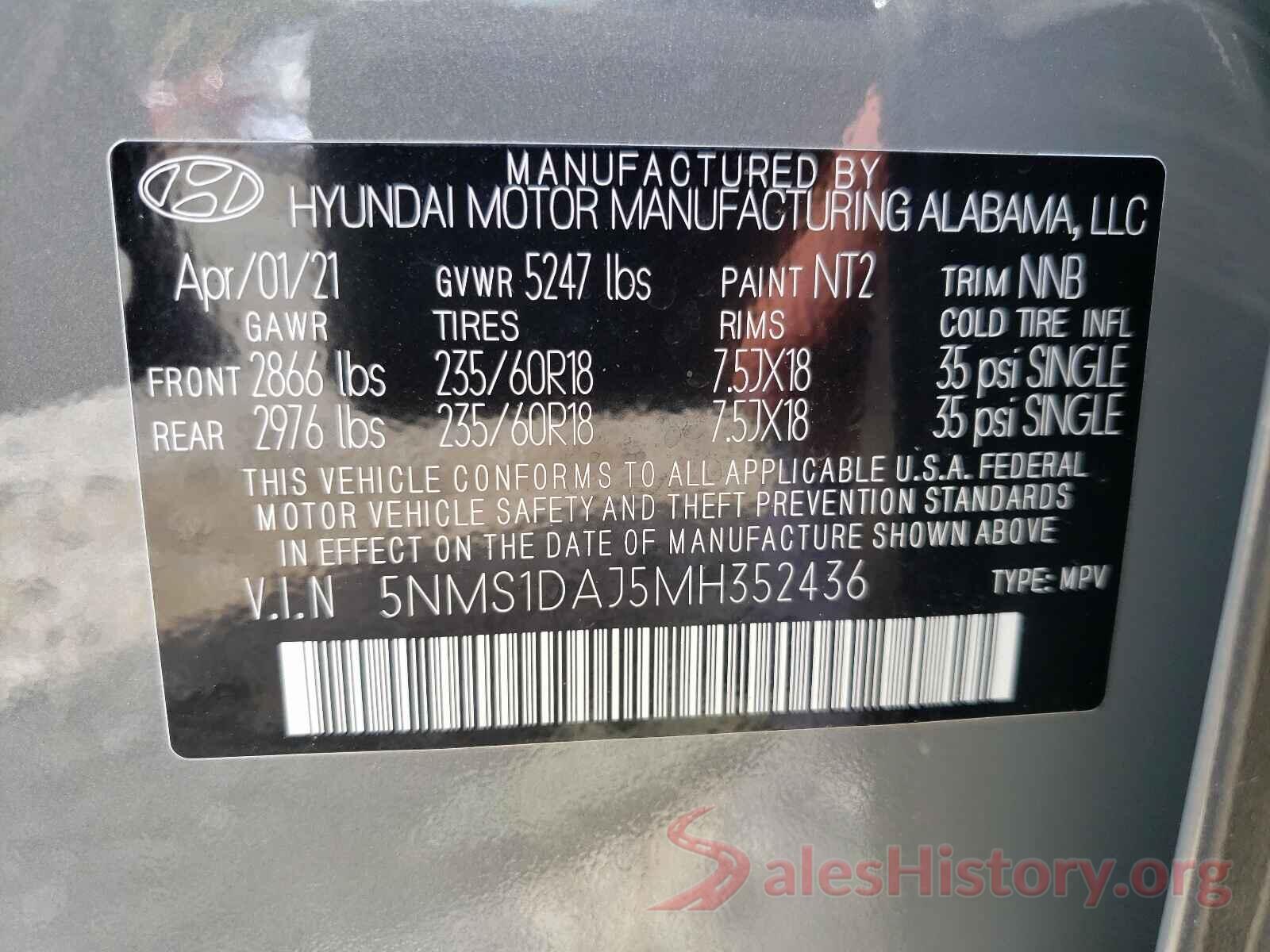 5NMS1DAJ5MH352436 2021 HYUNDAI SANTA FE