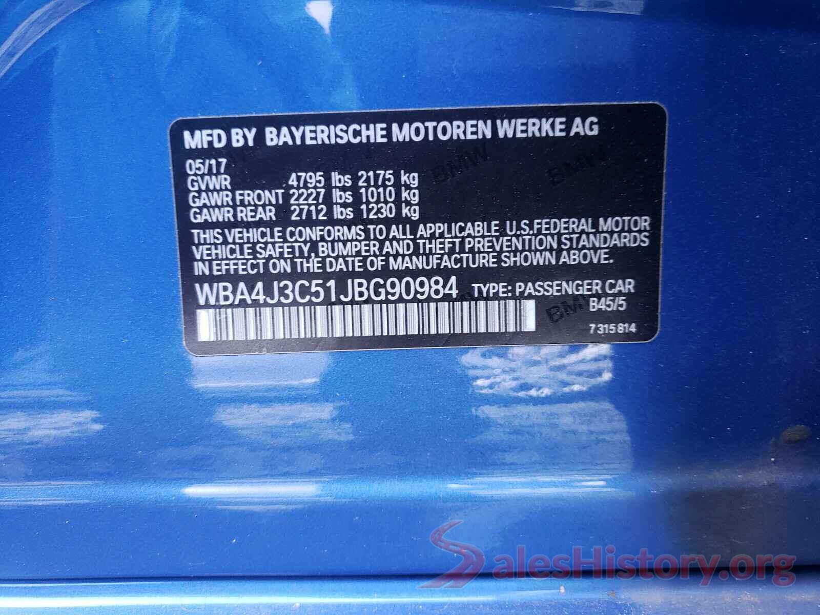 WBA4J3C51JBG90984 2018 BMW 4 SERIES