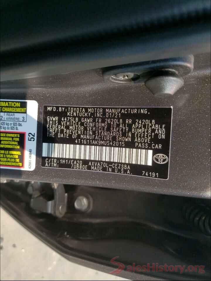 4T1G11AK9MU542015 2021 TOYOTA CAMRY