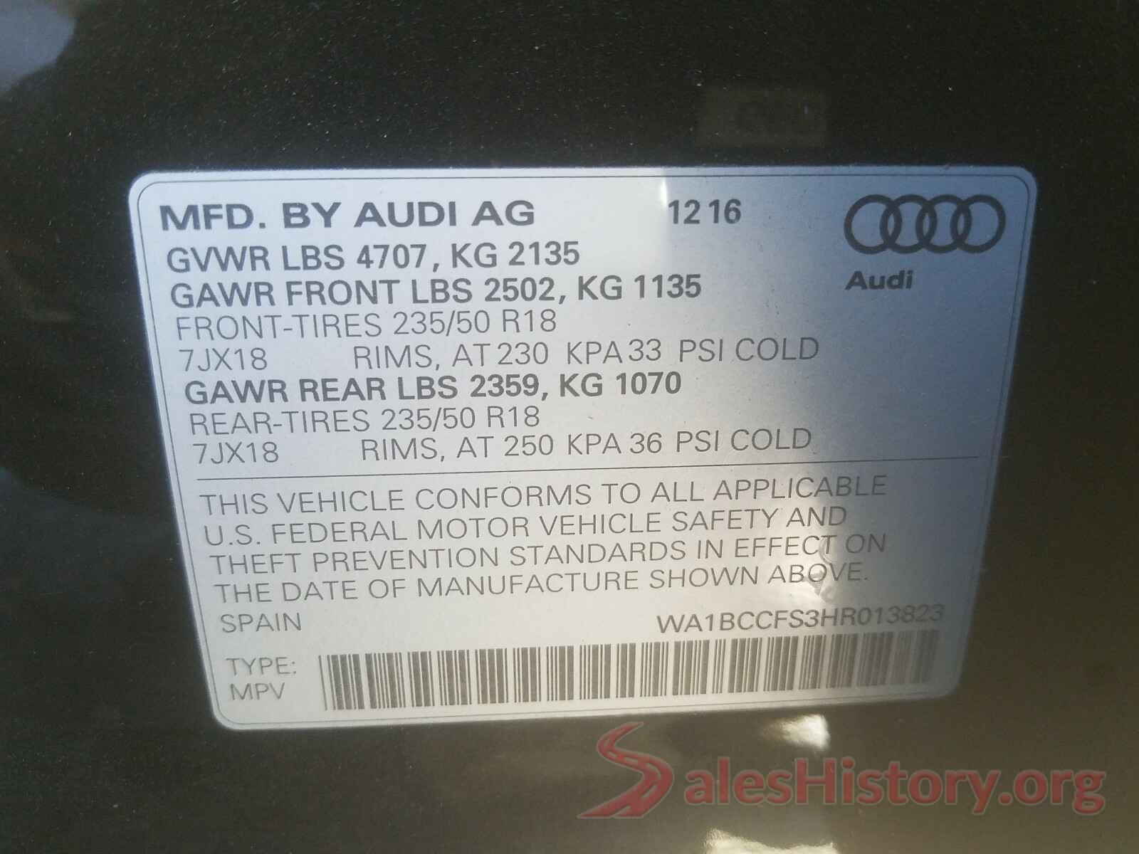 WA1BCCFS3HR013823 2017 AUDI Q3