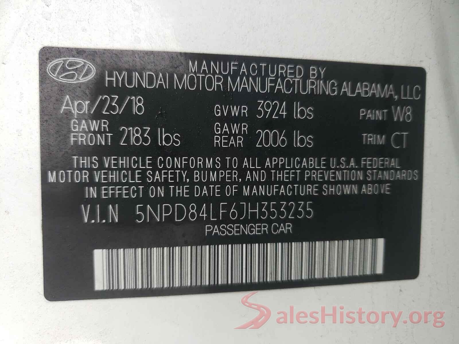 5NPD84LF6JH353235 2018 HYUNDAI ELANTRA