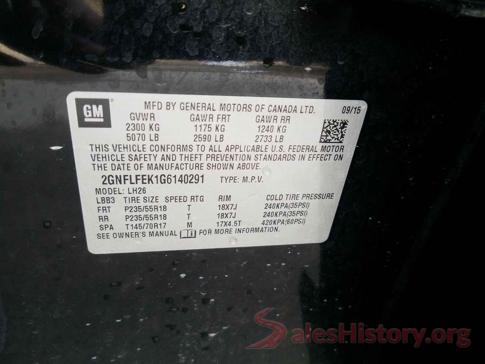 2GNFLFEK1G6140291 2016 CHEVROLET EQUINOX