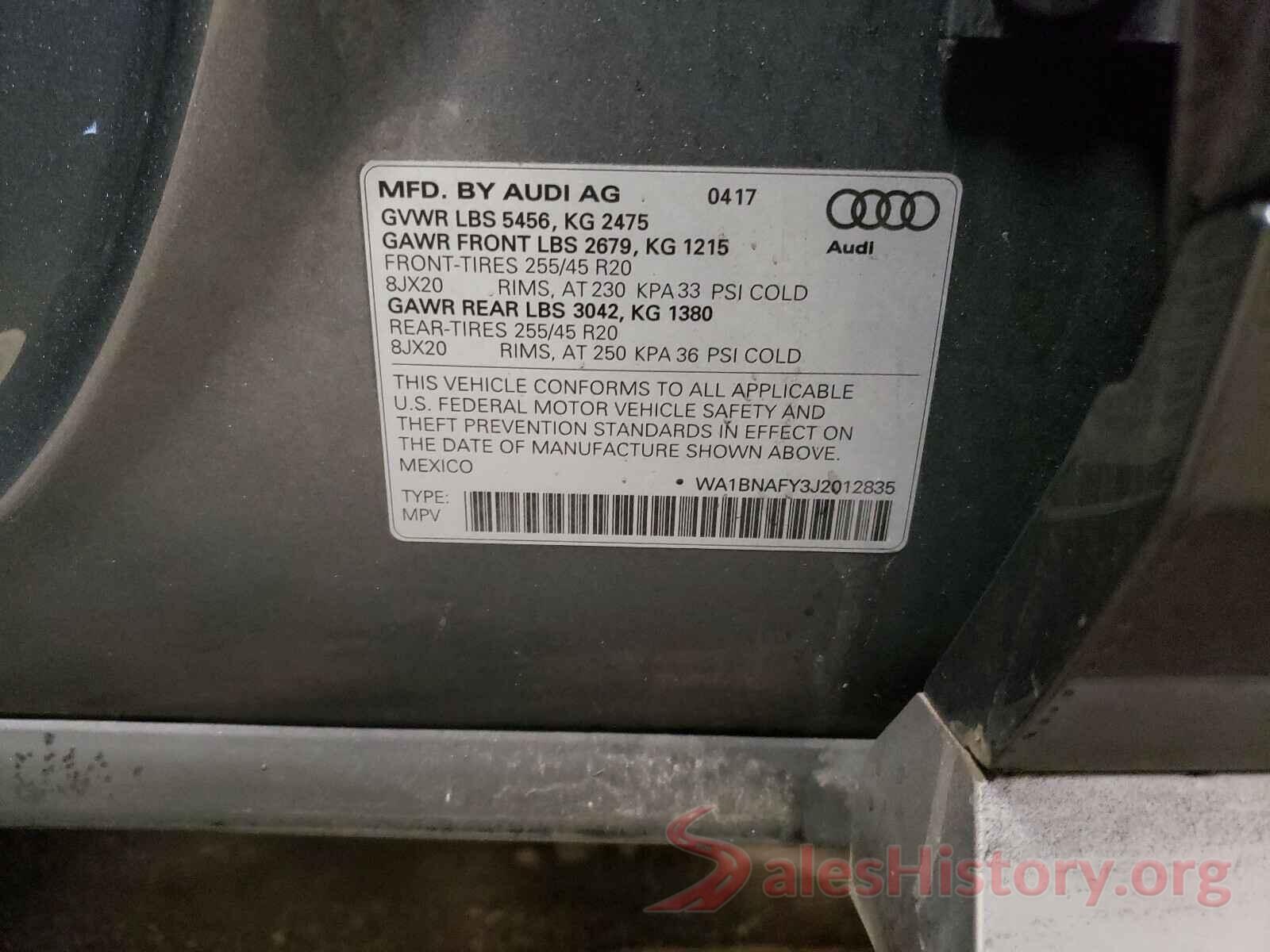 WA1BNAFY3J2012835 2018 AUDI Q5