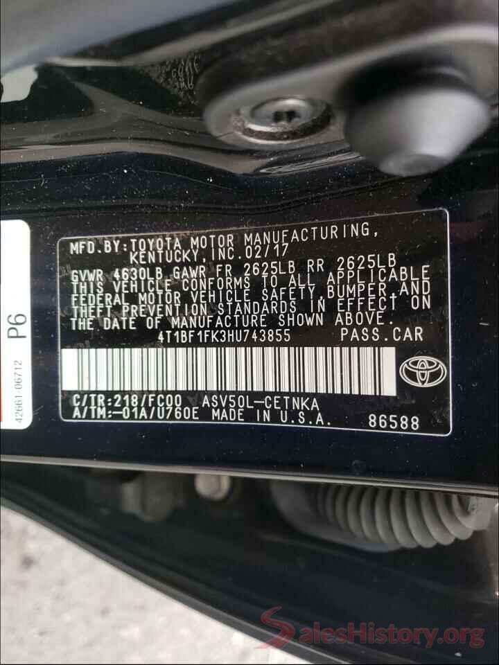 4T1BF1FK3HU743855 2017 TOYOTA CAMRY