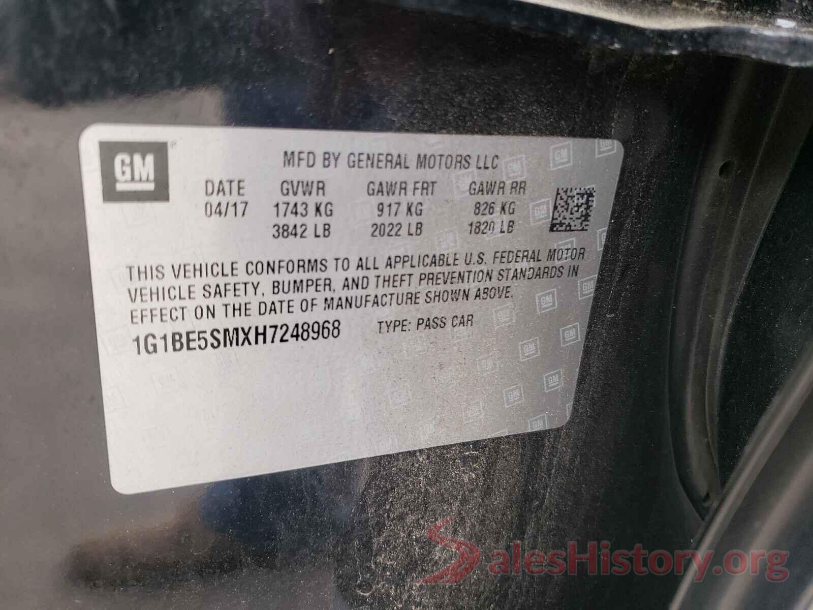 1G1BE5SMXH7248968 2017 CHEVROLET CRUZE