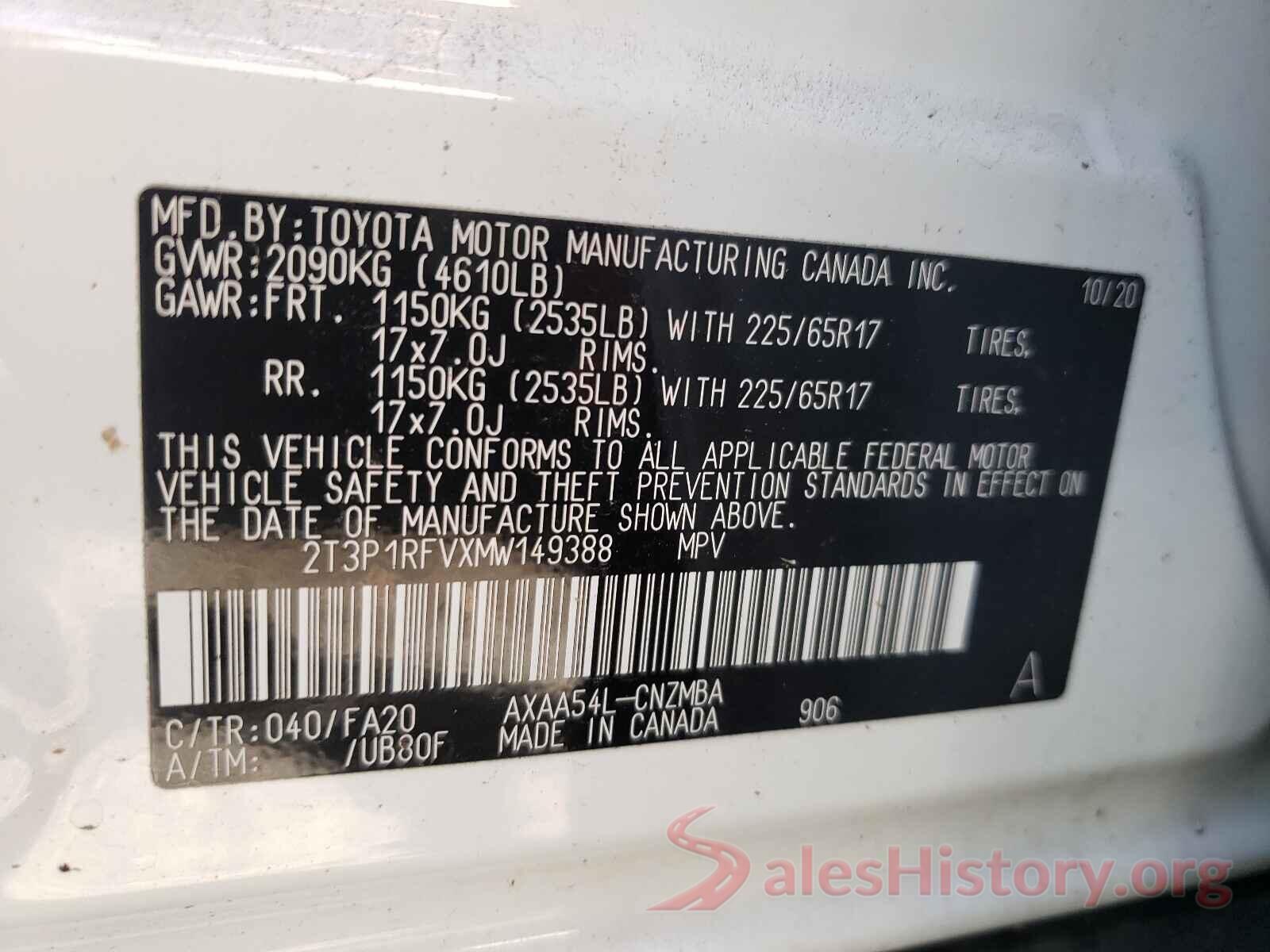 2T3P1RFVXMW149388 2021 TOYOTA RAV4