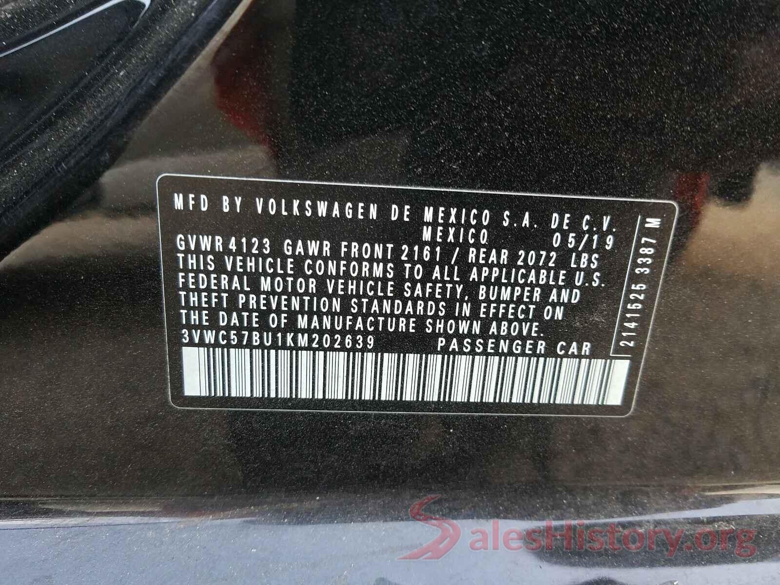 3VWC57BU1KM202639 2019 VOLKSWAGEN JETTA